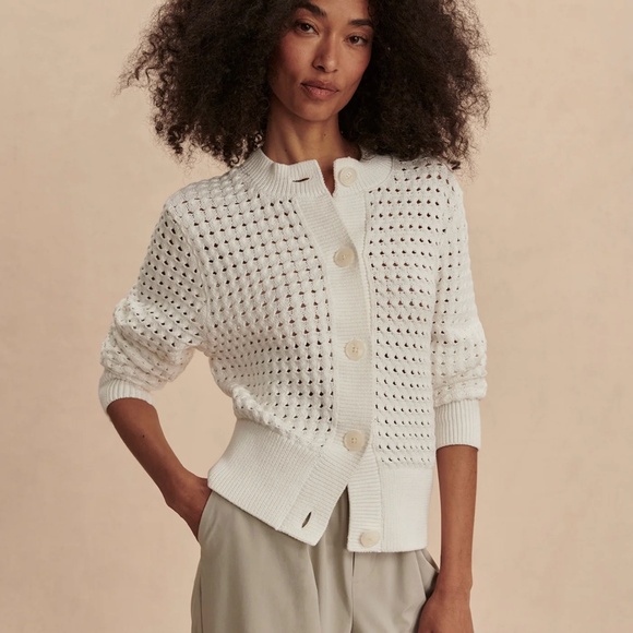 233. VARLEY Bettina Textured Knit Jacket White $148 NWOT Small - Picture 1 of 6